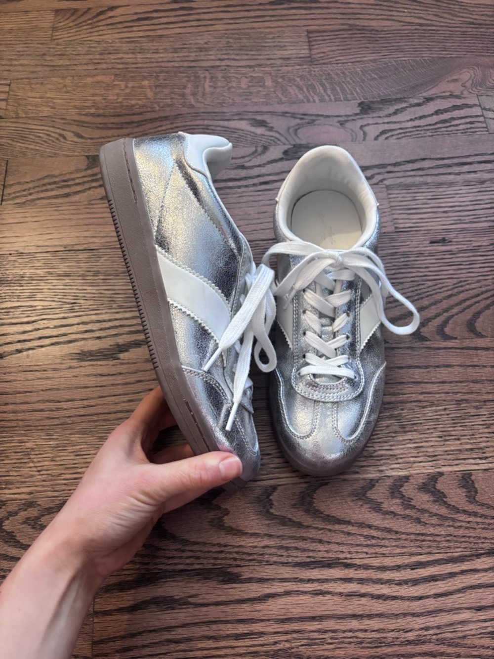 Target Universal Thread Womens Silver Metallic Low-Top Lace-Up Sneakers